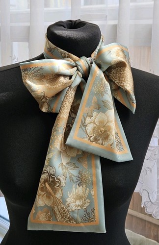 Long skinny scarf floral bird - long,