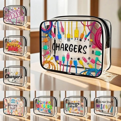 Transparent travel bag - transparent, set