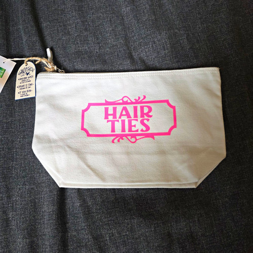 White pink make bag - white, zip