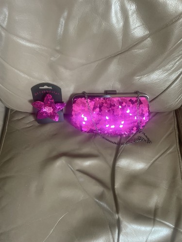 Fuchsia pink sequin - sequin, clutch