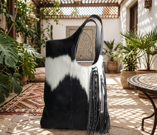 Black white cowhide leather - white,