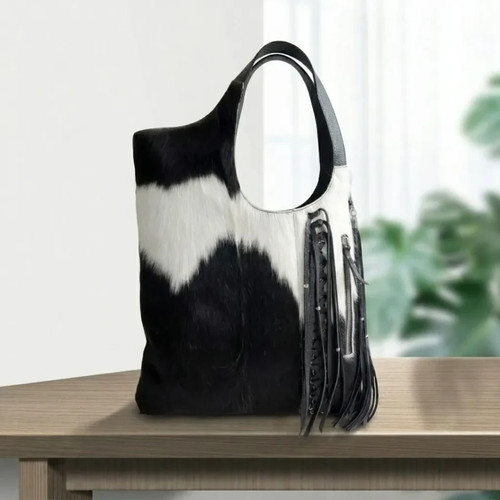 Natural black white - black, hair-on