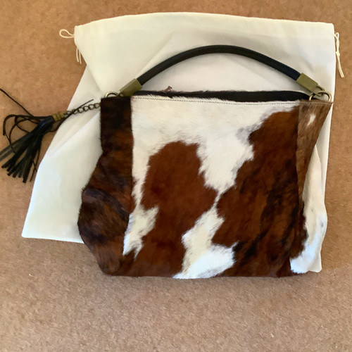 Large cowhide hobo bag with - bag,