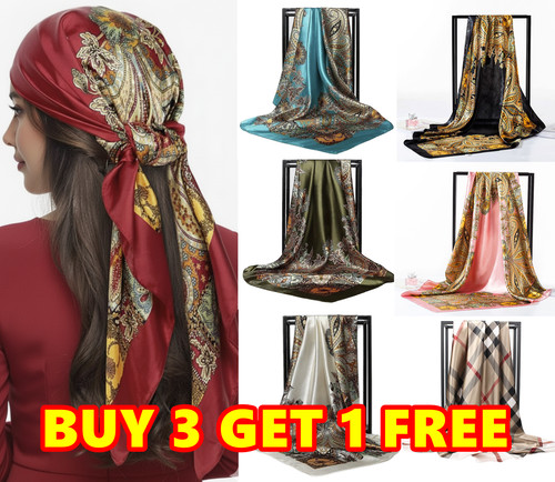 Large 90cm satin silk square - 90cm,