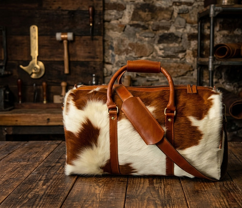 Brown white hair cowhide - brown,