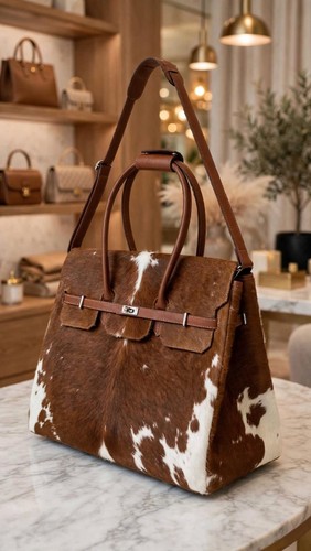 Genuine brown cowhide leather - cowhide,
