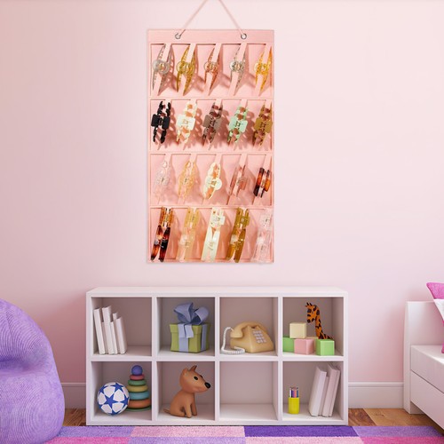 Hair bow organizer pink felt - hair,